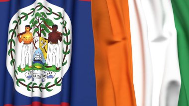 BELIZE Bayrakları ve gerçekçi kumaş dokusuna sahip IVORY Kıyı