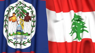 Gerçekçi kumaş dokusuna sahip Bayraklar ve LEBANON