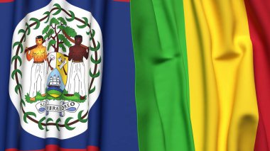 Gerçekçi kumaş dokusuna sahip BELIZE ve MALI bayrakları