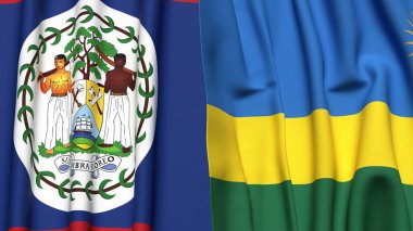 Gerçekçi kumaşlı Bayraklar BELIZE ve Rwanda