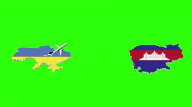 UKRAINE 'dan CAMBODIA' ya Uçuşun Animasyonu