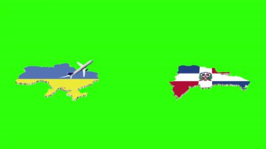 UKRAINE 'dan DOMINICAN' a Uçuşun Canlandırılması Yeşil Ekranda