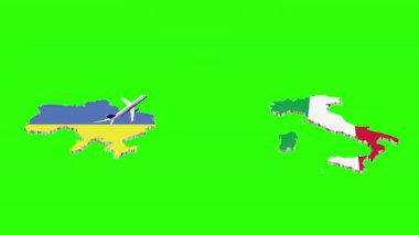 UKRAINE 'dan İtalya' ya Uçuşun Animasyonu