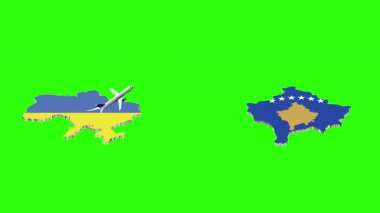 UKRAINE 'dan Kosova' ya Uçuşun Canlandırması Yeşil Ekranda