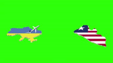 UKRAINE 'dan Liberia' ya Uçuşun Animasyonu Yeşil Ekranda