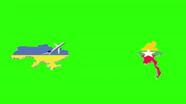 UKRAINE 'dan Myanmar' a Uçuşun Animasyonu