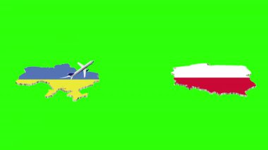 Yeşil Ekranda UKRAINE 'dan POLAND' a Uçuşun Canlandırılması