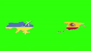 UKRAINE 'dan İspanya' ya Uçuşun Animasyonu