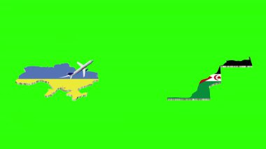 Yeşil Ekranda UKRAINE 'dan Batı Sahra' ya Uçuşun Animasyonu