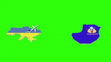 UKRAINE 'dan Baikonur' a Uçuşun Canlandırması Yeşil Ekranda