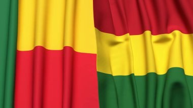 BENIN ve BOLIVIA bayrakları gerçekçi kumaş dokusuna sahip