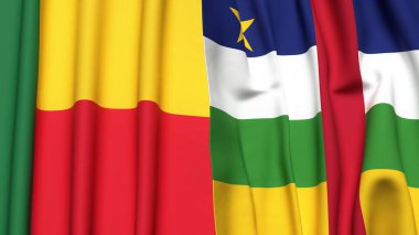BENIN ve Orta Afrika Cumhuriyeti bayrakları gerçekçi kumaş dokusuyla