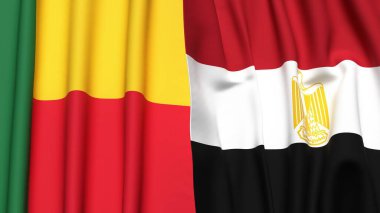 Gerçekçi kumaş desenli BENIN ve EGYPT bayrakları