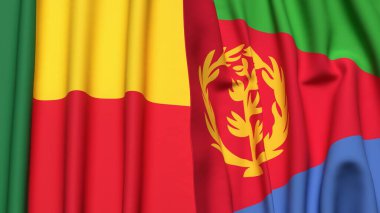 Gerçekçi kumaş dokusuna sahip BENİN ve ERITREA bayrakları