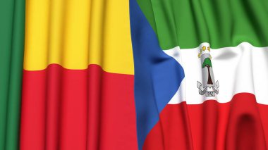 BENİN Bayrakları ve Eşitlikçi Guinea Gerçekçi kumaş dokusuna sahip