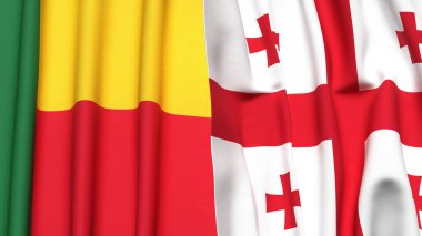 Gerçekçi kumaş dokusuna sahip BENIN ve GEORGIA bayrakları