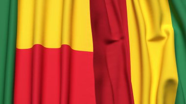 Gerçekçi kumaş dokusuna sahip BENIN ve Gine Bayrakları