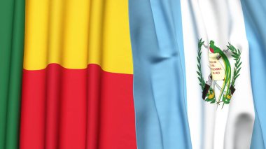 Gerçekçi kumaş dokusuna sahip BENIN ve GUATEMALA bayrakları