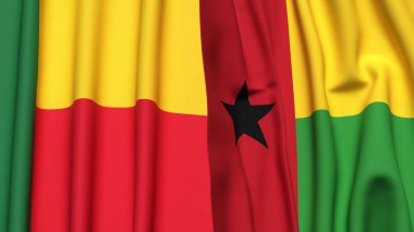 BENIN ve GİNEA-BISSAU bayrakları gerçekçi kumaş dokusuyla