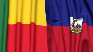 BENIN ve HAITI bayrakları gerçekçi kumaş dokusuyla