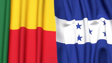 Gerçekçi kumaş dokusuna sahip BENIN ve HONDURAS bayrakları