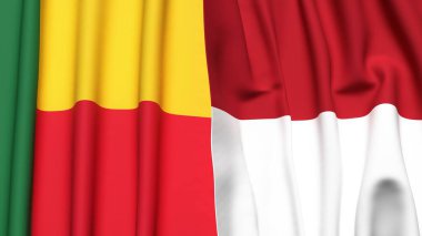 BENIN Bayrakları ve gerçekçi kumaş dokusuna sahip INDONEZYA