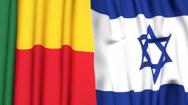 Gerçekçi kumaşlı BENIN ve İsrail bayrakları