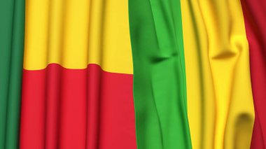 Gerçekçi kumaş dokusuna sahip BENIN ve MALI bayrakları