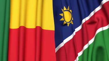 BENIN ve NAMIBIA bayrakları gerçekçi kumaş dokusuyla