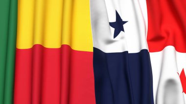 BENIN ve Panama bayrakları gerçekçi kumaş dokusuyla