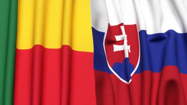 BENIN ve SLOVAKIA bayrakları gerçekçi kumaş dokusuyla