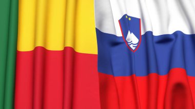 BENIN ve SLOVENIA bayrakları gerçekçi kumaş dokusuyla