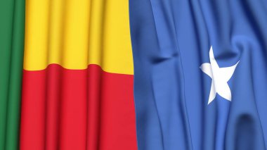 BENIN ve SOMALYA bayrakları gerçekçi kumaş dokusuyla