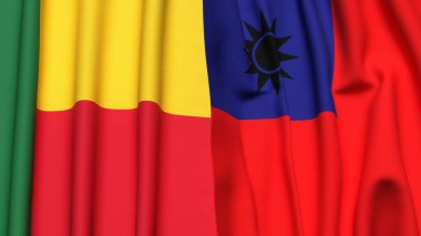 Gerçekçi kumaş desenli BENIN ve Tayvan bayrakları