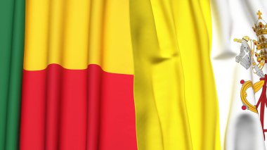 BENIN ve VATICAN bayrakları gerçekçi kumaş dokusuyla