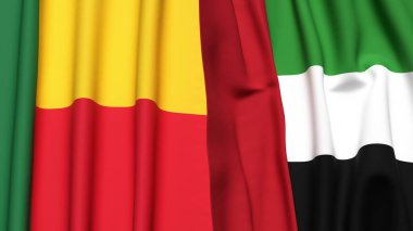 BENIN ve BAE bayrakları gerçekçi kumaş desenli