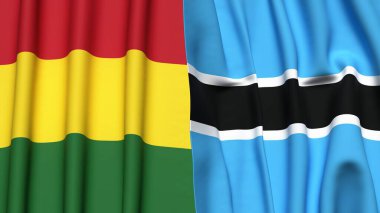 BOLIVIA ve BOTSwanA bayrakları gerçekçi kumaş dokusuyla