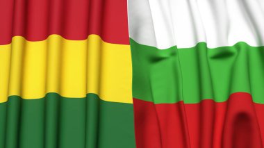 Gerçekçi kumaş dokusuna sahip BOLIVIA ve BULGARIA bayrakları