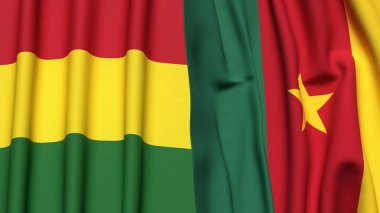 Gerçekçi kumaş dokusuna sahip BOLIVIA ve CAMEROON bayrakları