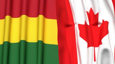Gerçekçi kumaş dokusuna sahip BOLIVIA ve CANADA bayrakları