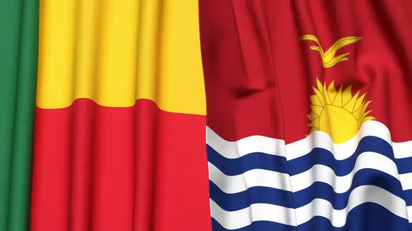 BENIN ve KIRIBATI bayrakları gerçekçi kumaş dokusuyla
