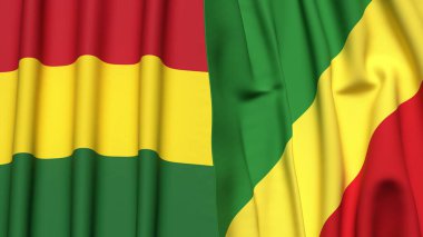 Gerçek kumaş dokusuna sahip BOLIVIA ve CONGO R bayrakları
