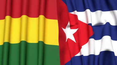 Gerçek kumaş dokusuna sahip BOLIVIA ve CUBA bayrakları