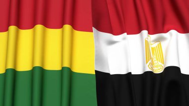 Gerçek kumaş dokusuna sahip BOLIVIA ve EGYPT bayrakları