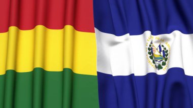 Gerçek kumaş dokusuna sahip BOLIVIA ve EL SALVADOR bayrakları