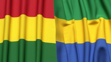 Gerçekçi kumaş dokusuna sahip BOLIVIA ve GABON bayrakları