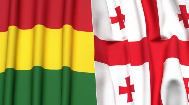 Gerçek kumaş dokusuna sahip BOLIVIA ve GEORGIA bayrakları