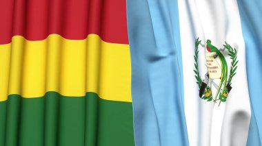 Gerçek kumaş dokusuna sahip BOLIVIA ve GUATEMALA bayrakları