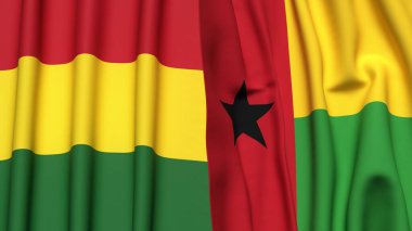 Gerçek kumaş dokusuna sahip BOLIVIA ve GUINEA-BISSAU bayrakları