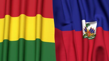 Gerçek kumaş dokusuna sahip BOLIVIA ve HAITI bayrakları
